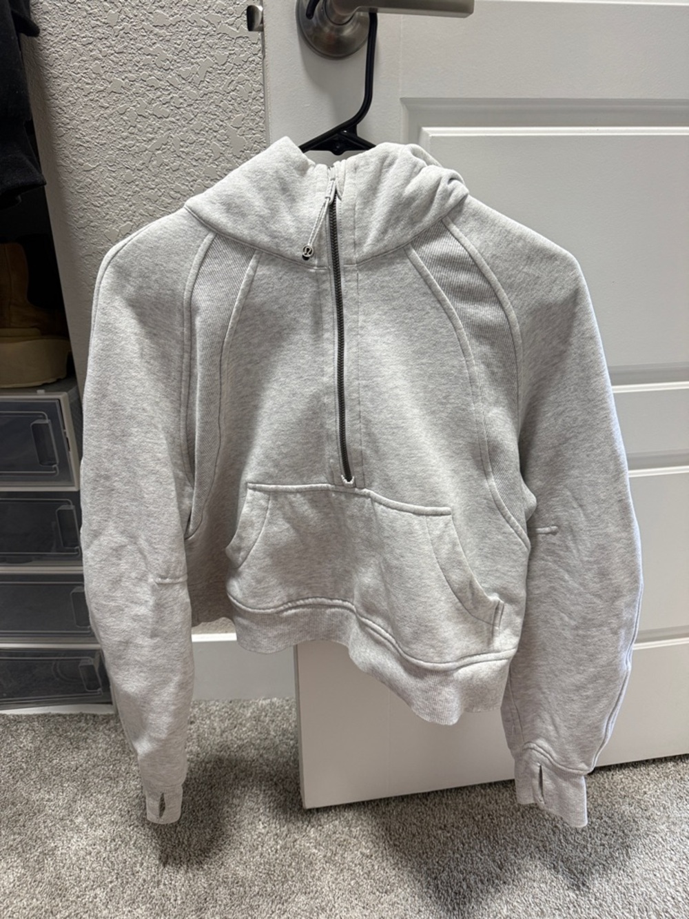 lululemon athletica Gray Cropped Scuba Hoodie